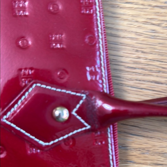 Arcadia Red Patent Leather Satchel with Glossy Finish - Picture 14 of 16